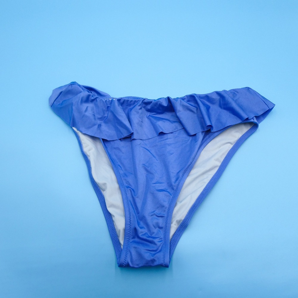 Victoria's Secret Bikini Bottom Womens Large Ruffle Blue Swim Separate Nylon New
